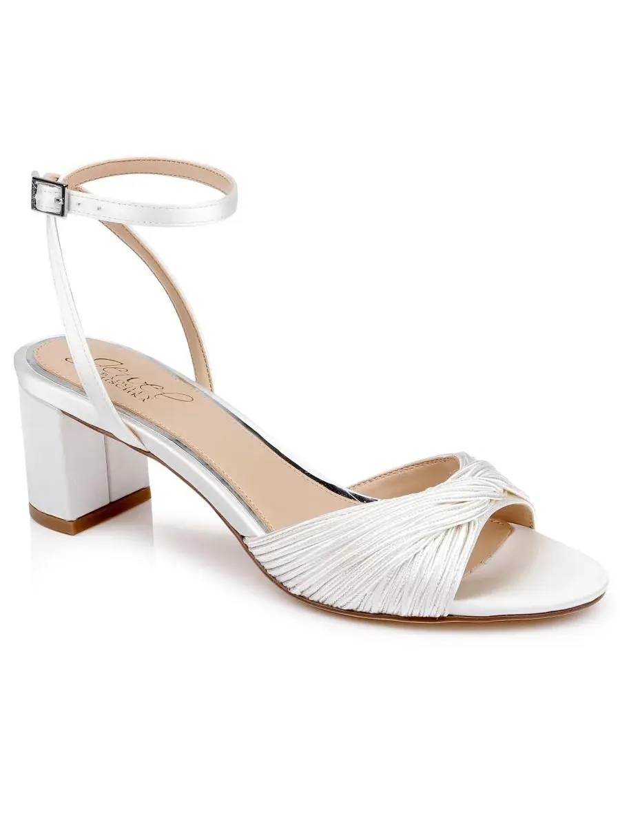 Женские красивые сандалии с круглым носком Jewel Badgley Mischka, айвори satin — изображение 1 из 5, слоновая кость