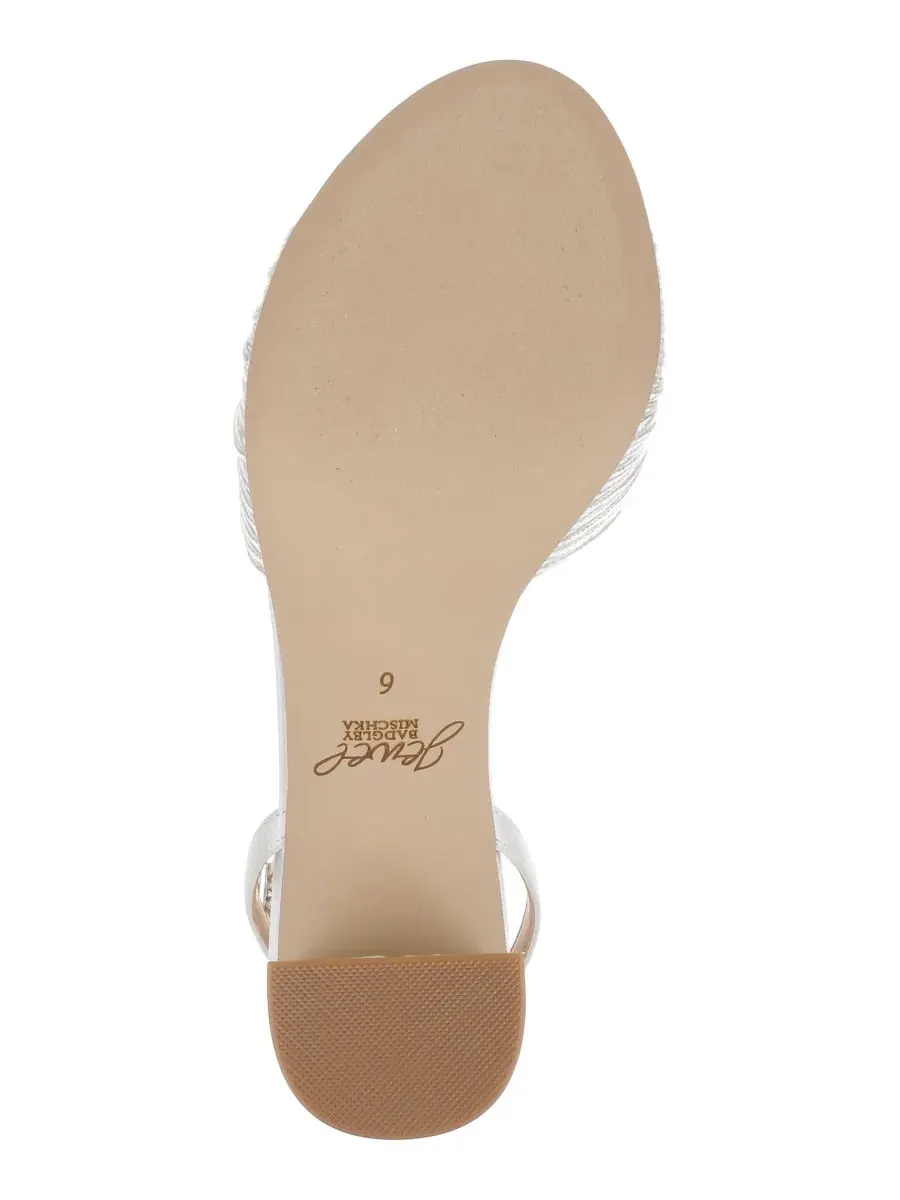 Женские красивые сандалии с круглым носком Jewel Badgley Mischka, айвори satin — изображение 5 из 5, слоновая кость