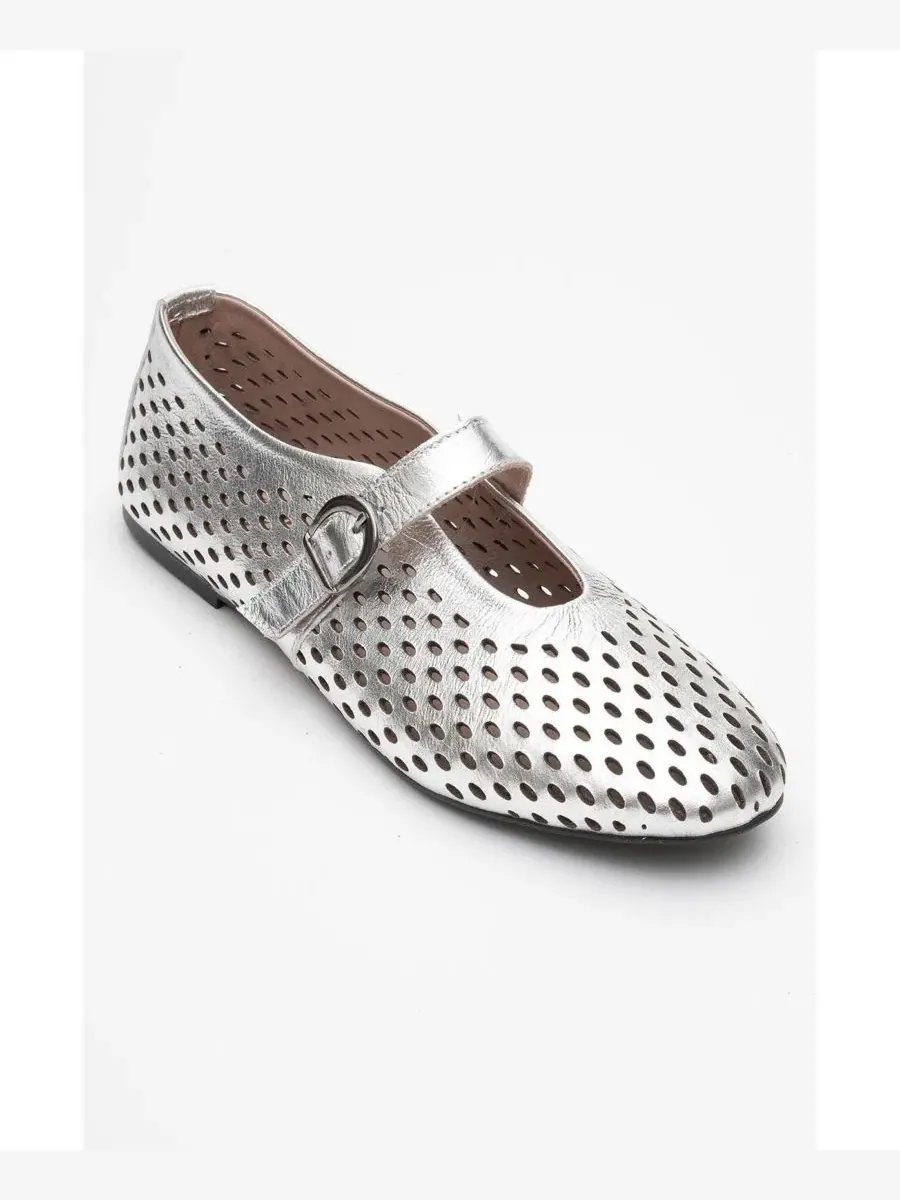 Женские кожаные балетки Arian Forever & Always Shoes — серебристый