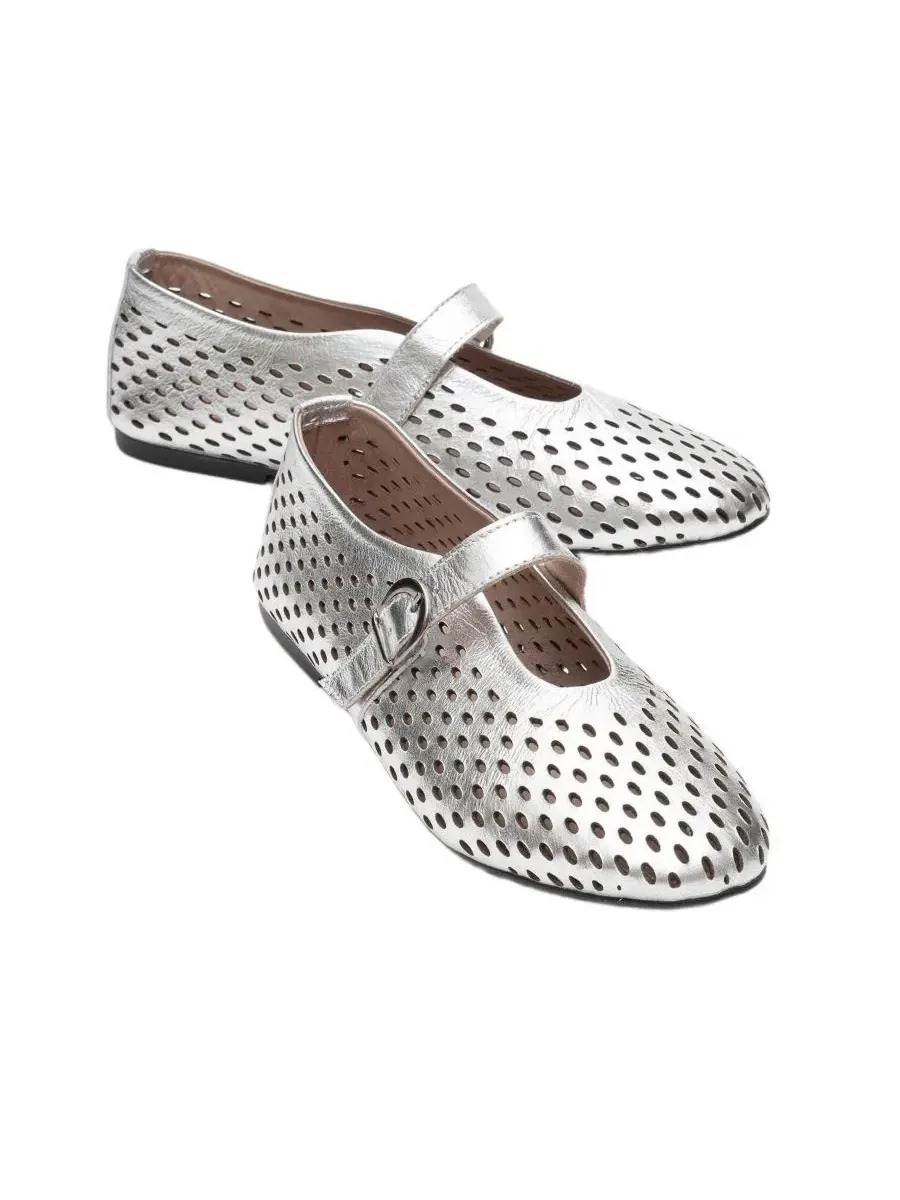 Женские кожаные балетки Arian Forever & Always Shoes — изображение 3 из 6, серебристый