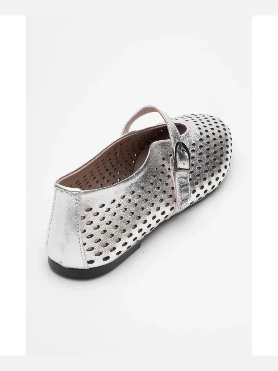 Женские кожаные балетки Arian Forever & Always Shoes — изображение 5 из 6, серебристый