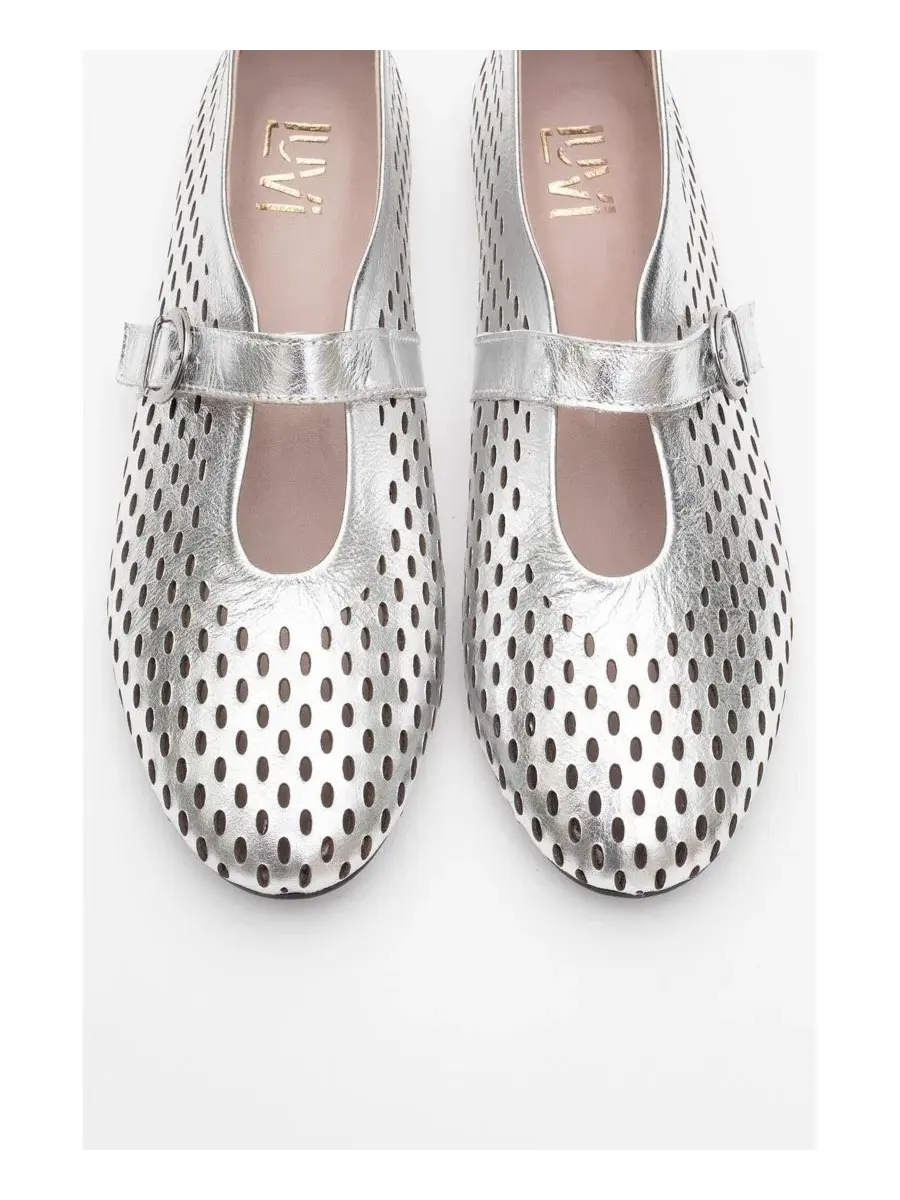 Женские кожаные балетки Arian Forever & Always Shoes — изображение 6 из 6, серебристый