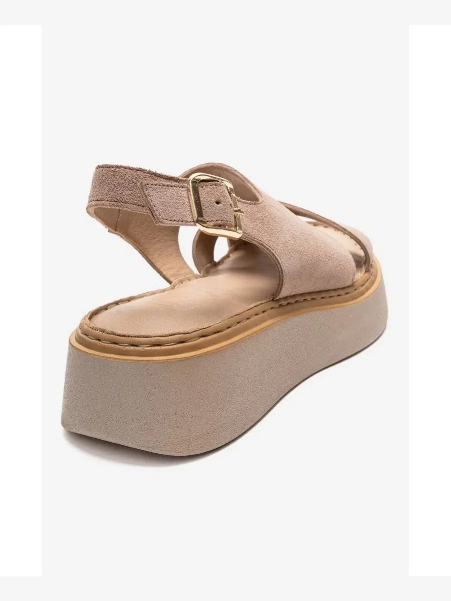 Женские кожаные сандалии на платформе Vien Forever & Always Shoes — изображение 3 из 4, бежевый