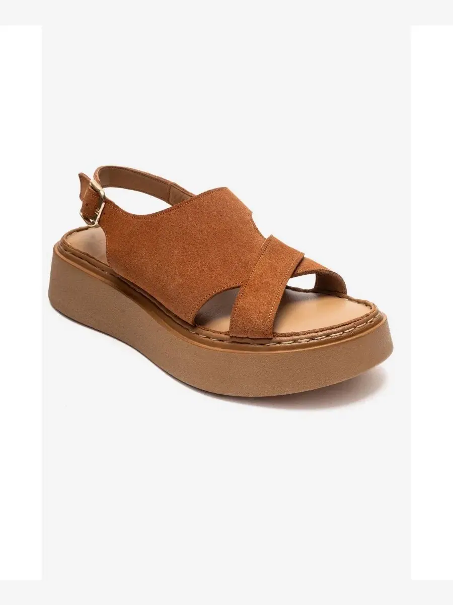 Женские кожаные сандалии на платформе Vien Forever & Always Shoes — изображение 1 из 4, коньячный