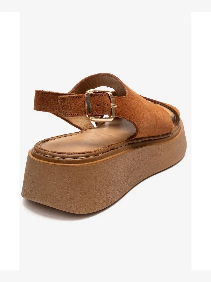 Женские кожаные сандалии на платформе Vien Forever & Always Shoes — изображение 3 из 4, коньячный