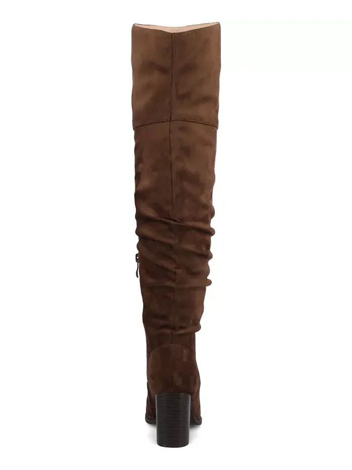 Женские сапоги Kaison Extra Wide Calf до колена со сложным каблуком Journee Collection — изображение 3 из 5, коричневый