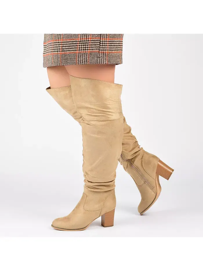 Женские сапоги Kaison Extra Wide Calf до колена со сложным каблуком Journee Collection — изображение 2 из 2, серый