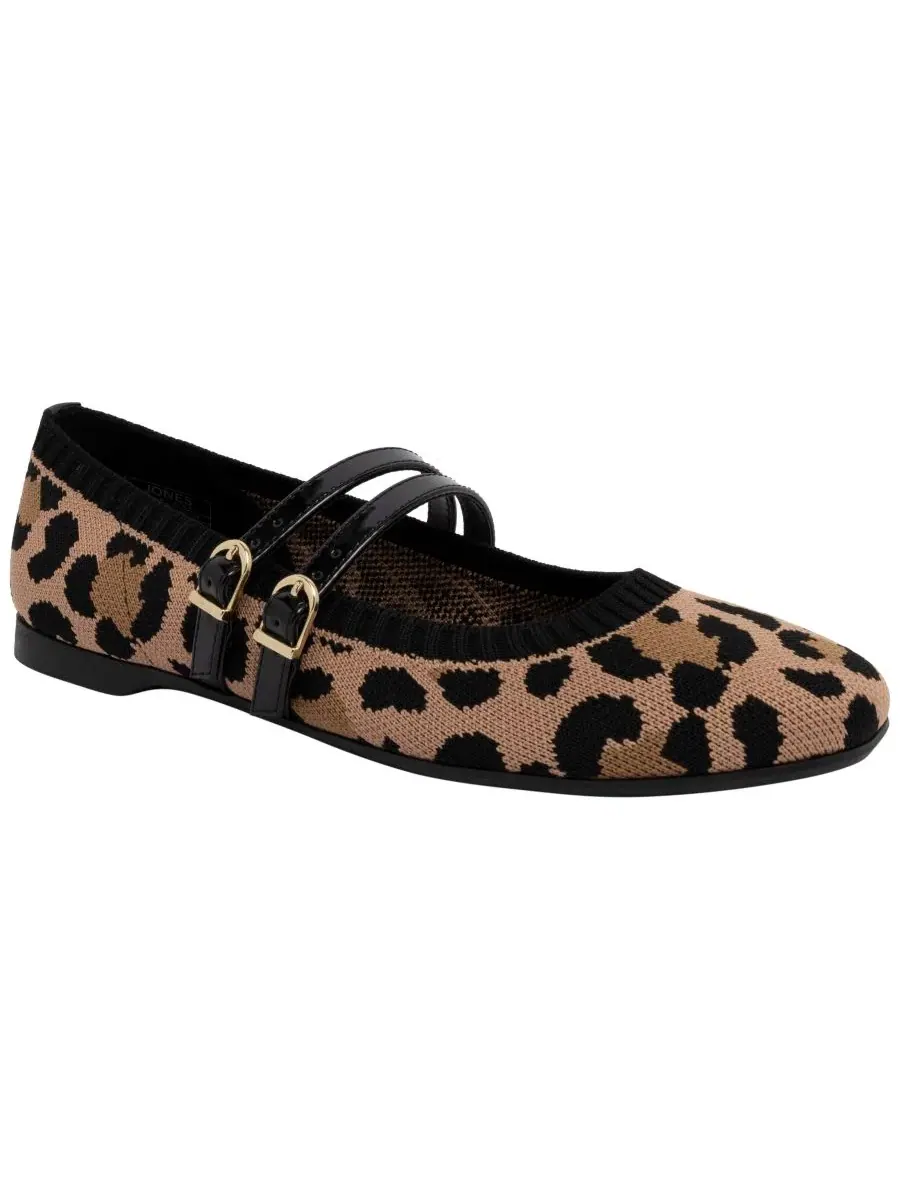 Балетки с квадратным носком и пряжкой, Serity Knit Mary Jane Jones New York, Leopard Knit — изображение 1 из 5