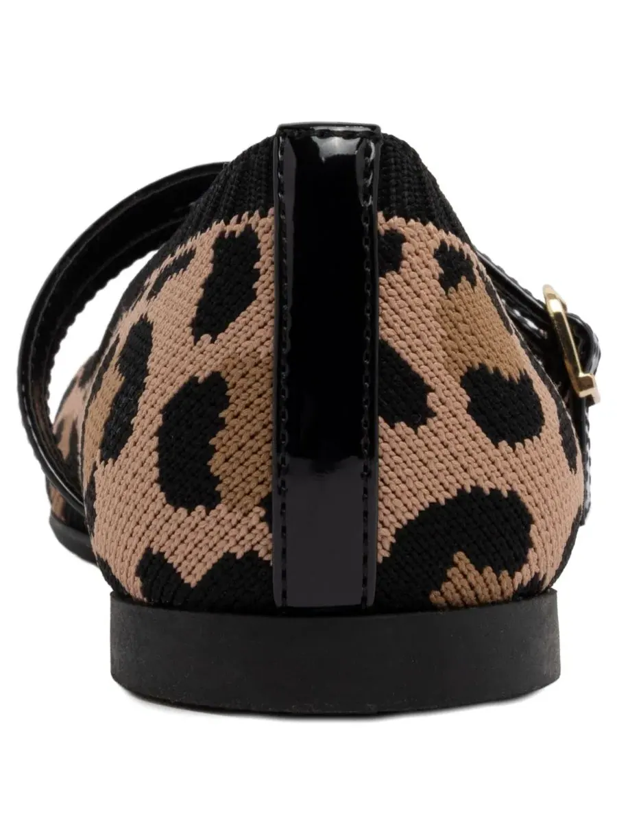 Балетки с квадратным носком и пряжкой, Serity Knit Mary Jane Jones New York, Leopard Knit — изображение 3 из 5