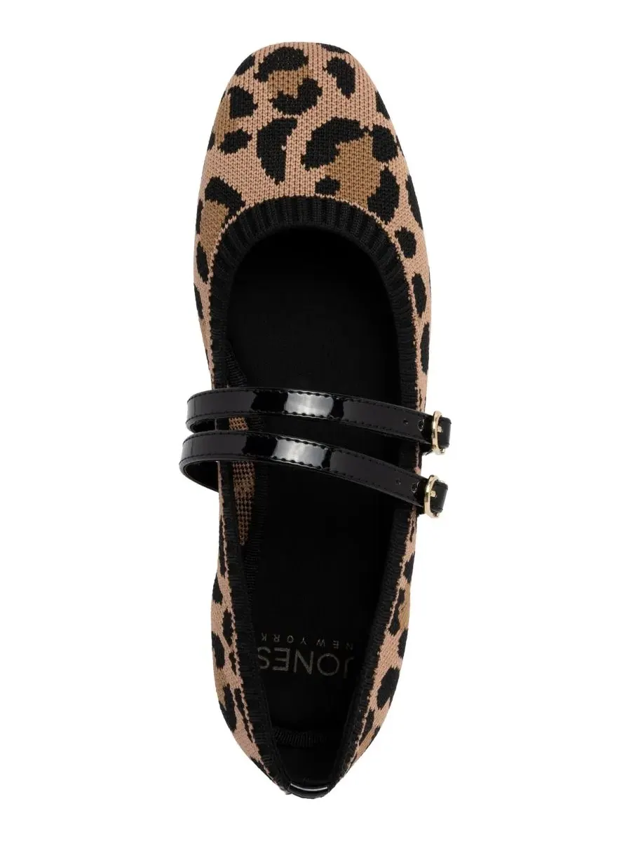 Балетки с квадратным носком и пряжкой, Serity Knit Mary Jane Jones New York, Leopard Knit — изображение 4 из 5
