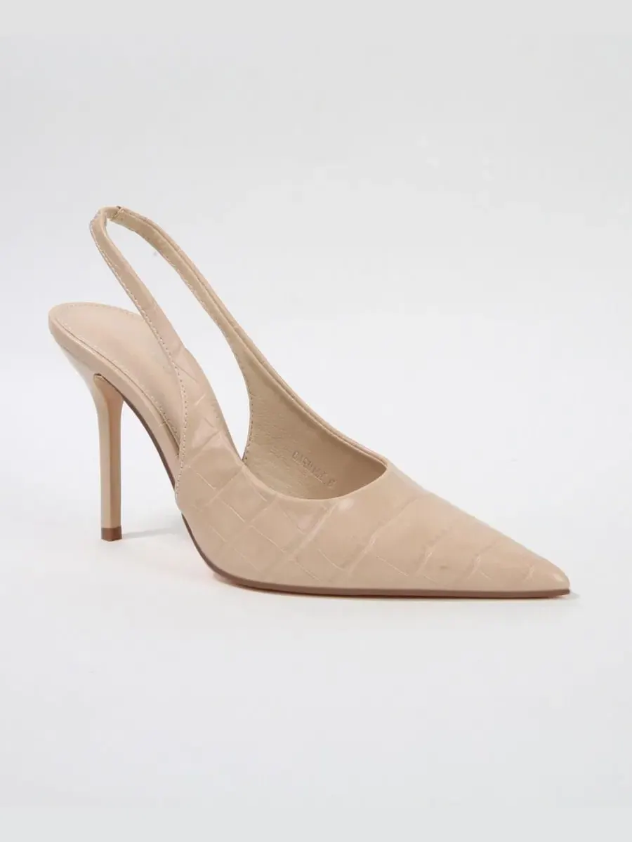 Туфли Carmine Croco-Embossed Slingback Stiletto Pumps BERNESS — изображение 1 из 6, бежевый