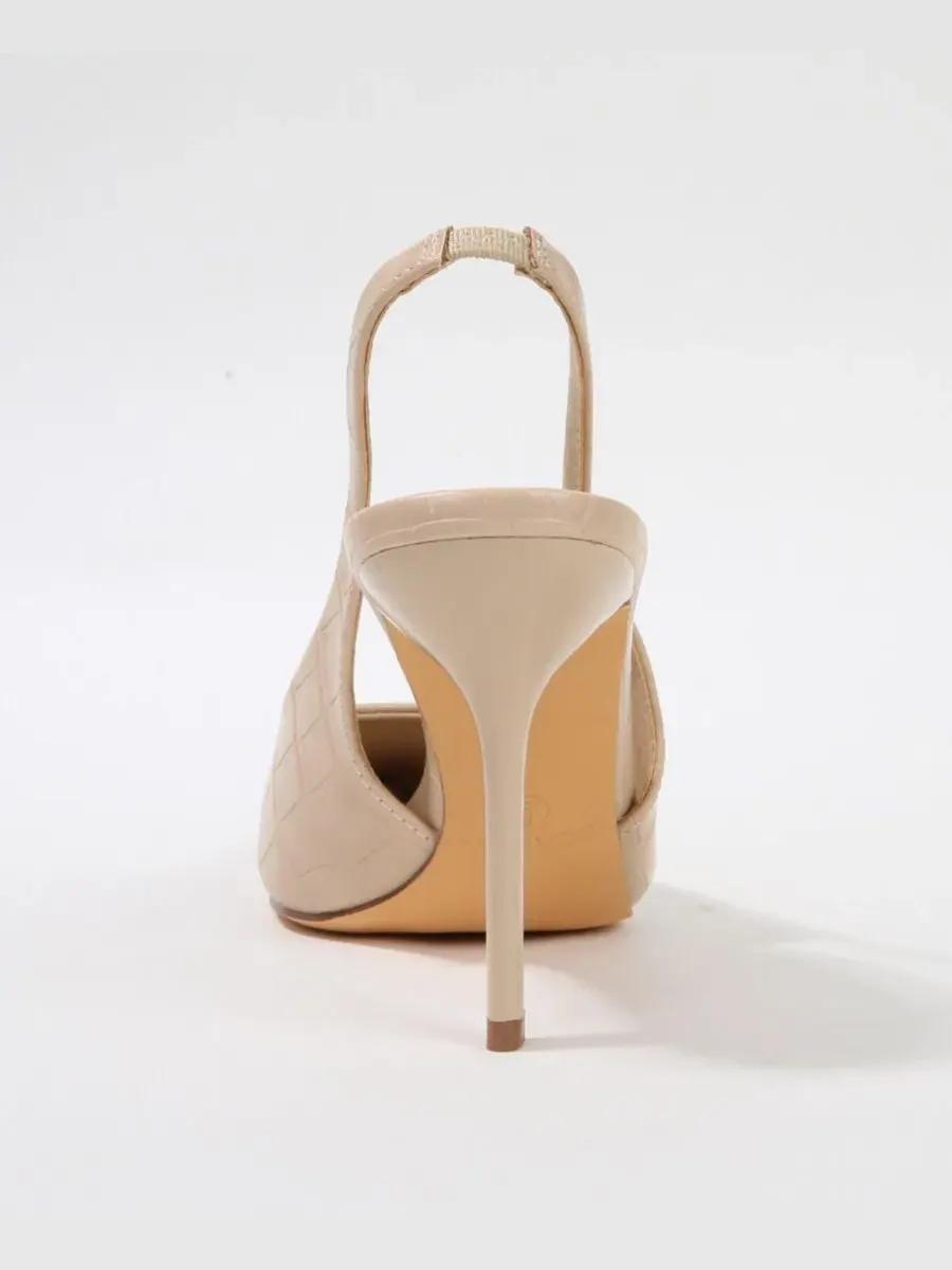 Туфли Carmine Croco-Embossed Slingback Stiletto Pumps BERNESS — изображение 3 из 6, бежевый