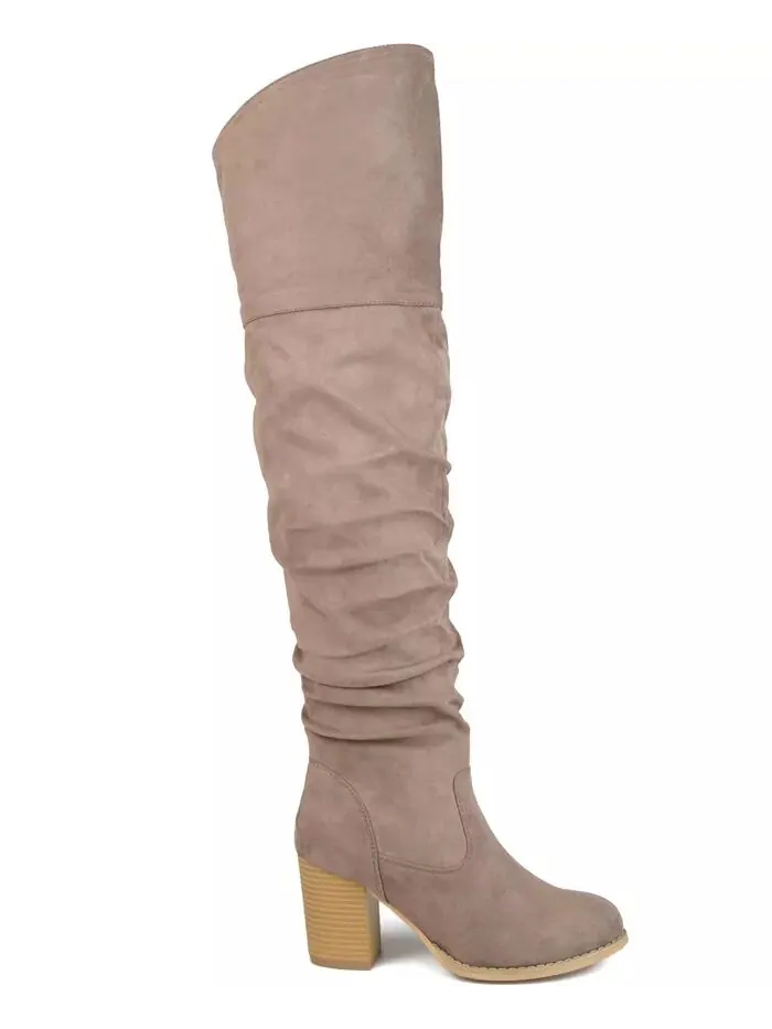 Женские сапоги Kaison Stacked Heel выше колена Journee Collection — изображение 2 из 7, тауп