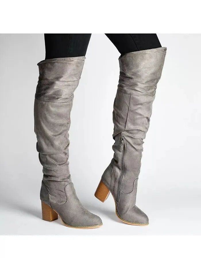 Женские сапоги Kaison Stacked Heel выше колена Journee Collection — изображение 7 из 7, красный
