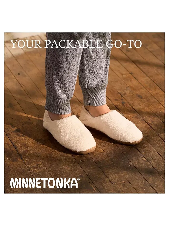 Женские тапочки Packaway из ткани со складным каблуком Minnetonka — изображение 3 из 6, бежевый