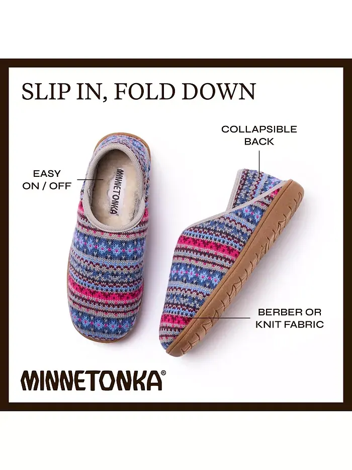 Женские тапочки Packaway из ткани со складным каблуком Minnetonka — изображение 3 из 6, синий мульти