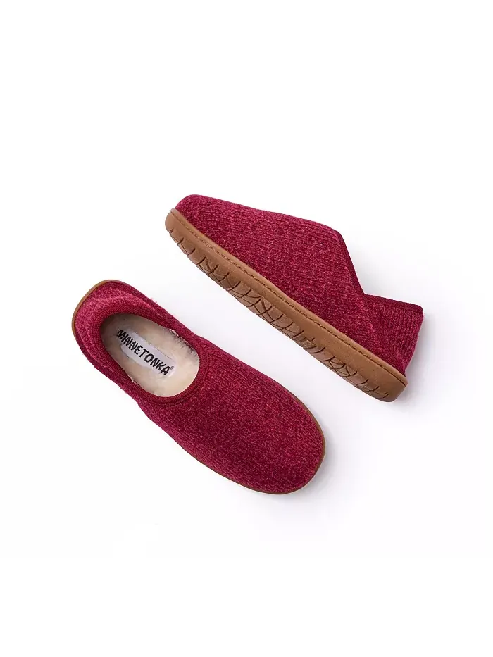 Женские тапочки Packaway из ткани со складным каблуком Minnetonka — изображение 3 из 6, бордовый