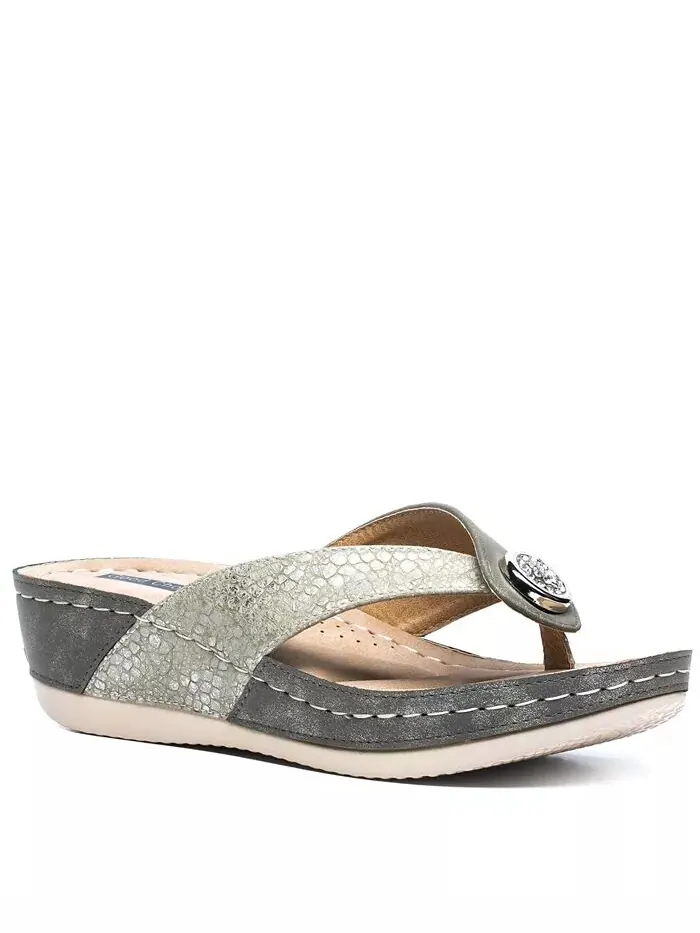 Женские босоножки на танкетке Dafni Thong GC Shoes — изображение 1 из 4, хаки