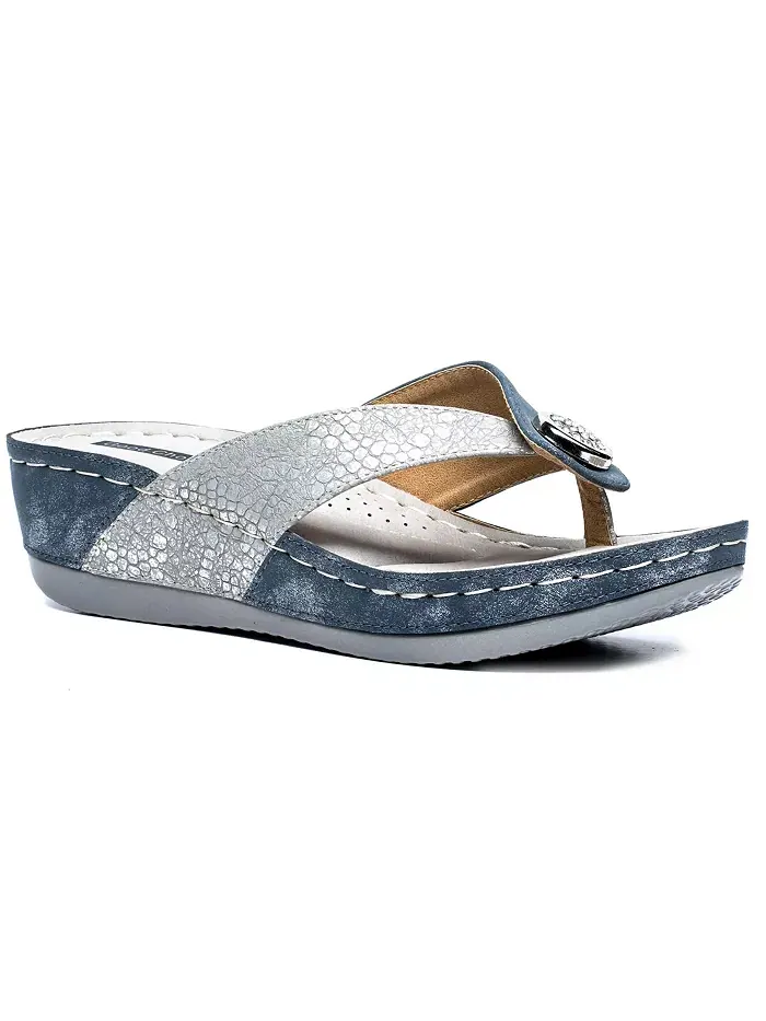 Женские сандалии Dafni Comfort Wedge на платформе с ремешком между пальцев GC Shoes — изображение 1 из 5, синий