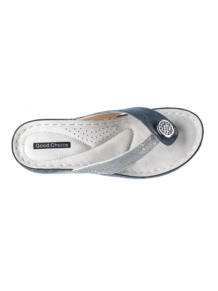 Женские сандалии Dafni Comfort Wedge на платформе с ремешком между пальцев GC Shoes — изображение 4 из 5, синий