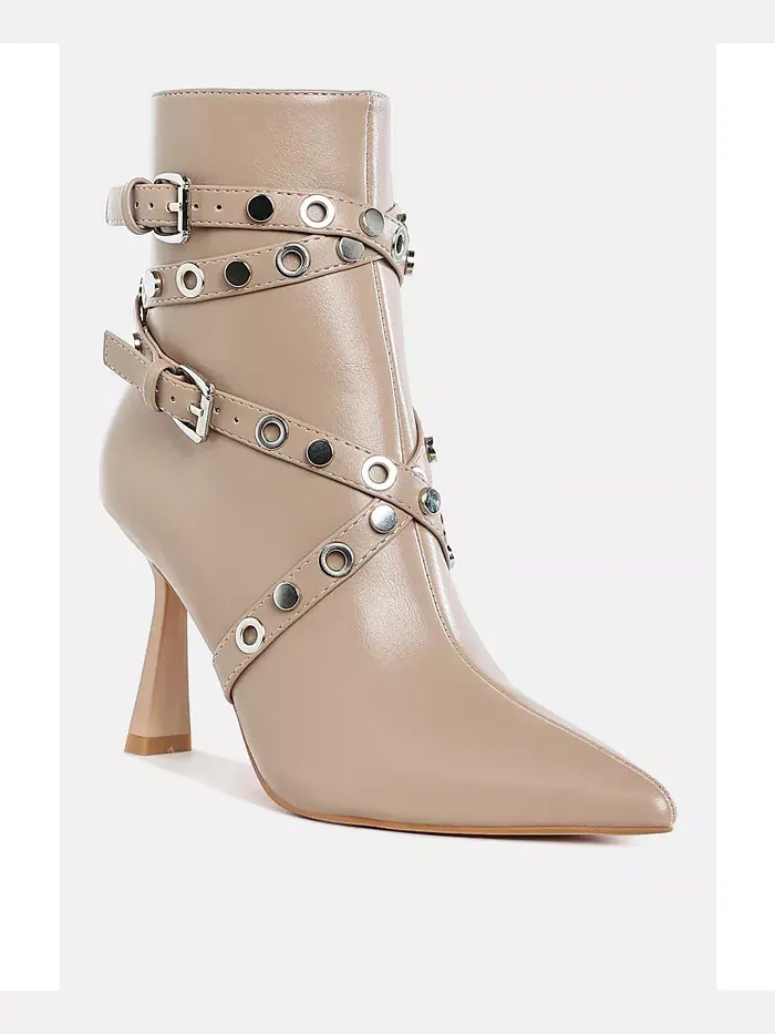 Женские ботинки Jaunts Eyelets & Studs Harness до щиколотки London Rag — изображение 2 из 7, бежевый/бежевый