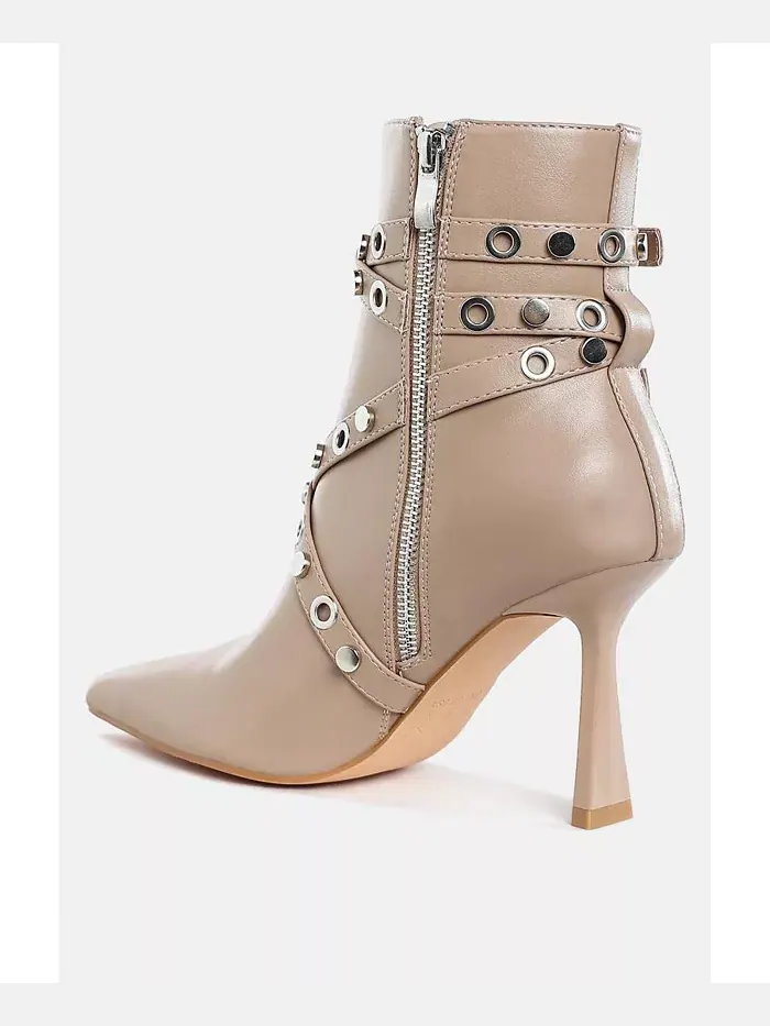 Женские ботинки Jaunts Eyelets & Studs Harness до щиколотки London Rag — изображение 4 из 7, бежевый/бежевый