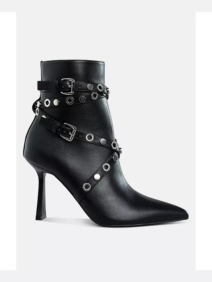 Ботинки до щиколотки Jaunts Eyelets & Studs Harness с ремешками, люверсами и шипами London Rag — изображение 1 из 3, черный