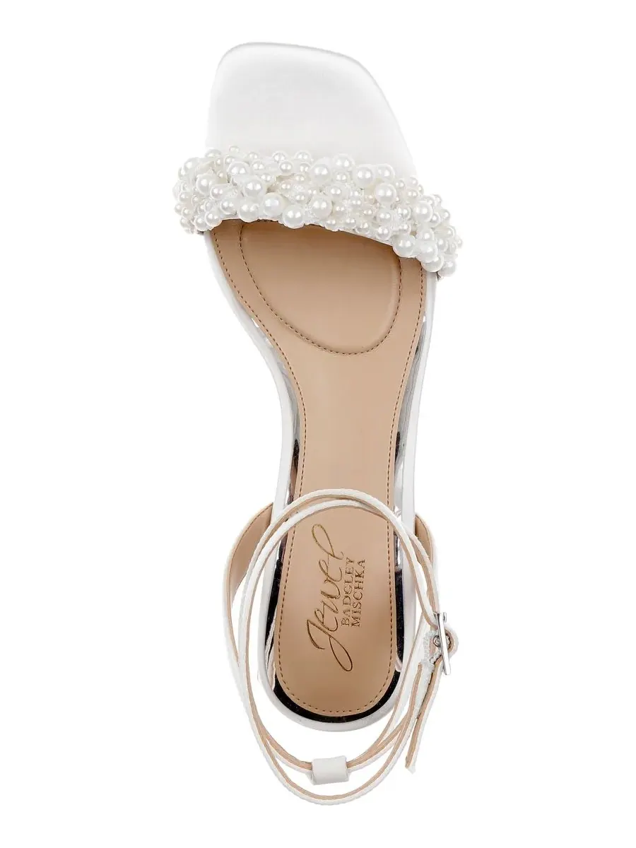 Jewel Badgley Mischka Женские вечерние сандалии Payton с квадратным носком — изображение 4 из 5, слоновая кость
