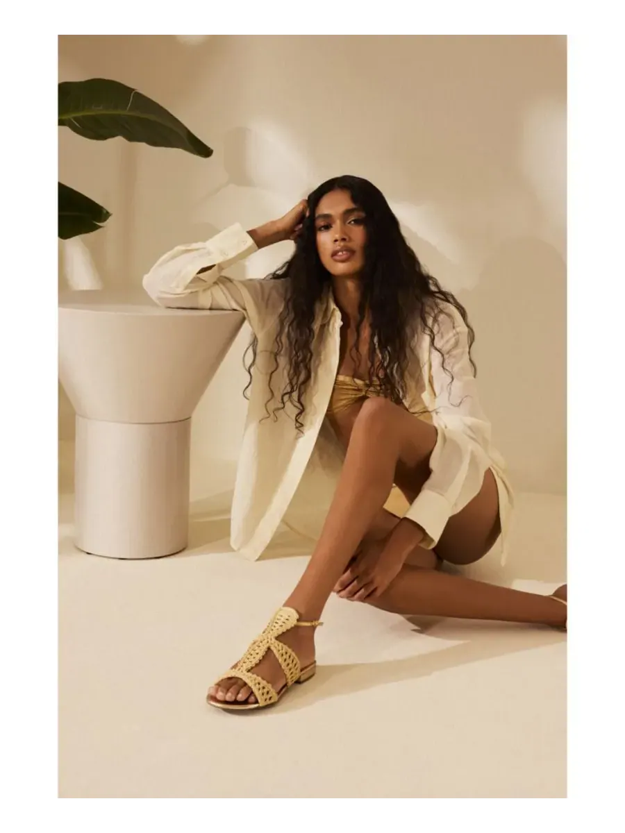 Женские сандалии Ciara на плоской подошве Arezzo, Palha/Luxo — изображение 6 из 6
