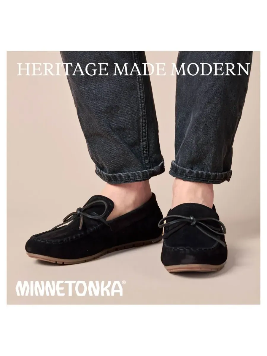 Minnetonka Мужские замшевые лоферы-мокасины — изображение 5 из 6, черный