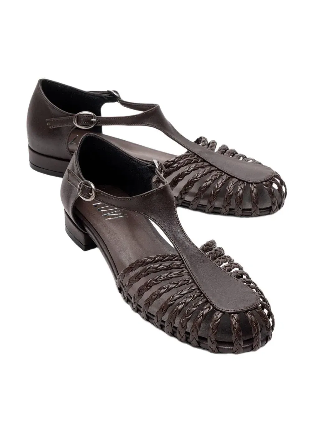 Женские сандалии Onos с плетеным Т-образным ремешком Prologue Shoes — изображение 2 из 6, коричневый