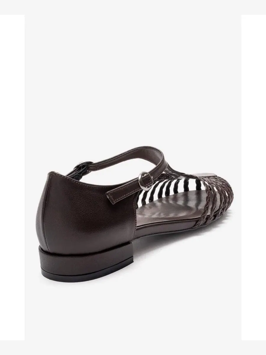 Женские сандалии Onos с плетеным Т-образным ремешком Prologue Shoes — изображение 5 из 6, коричневый