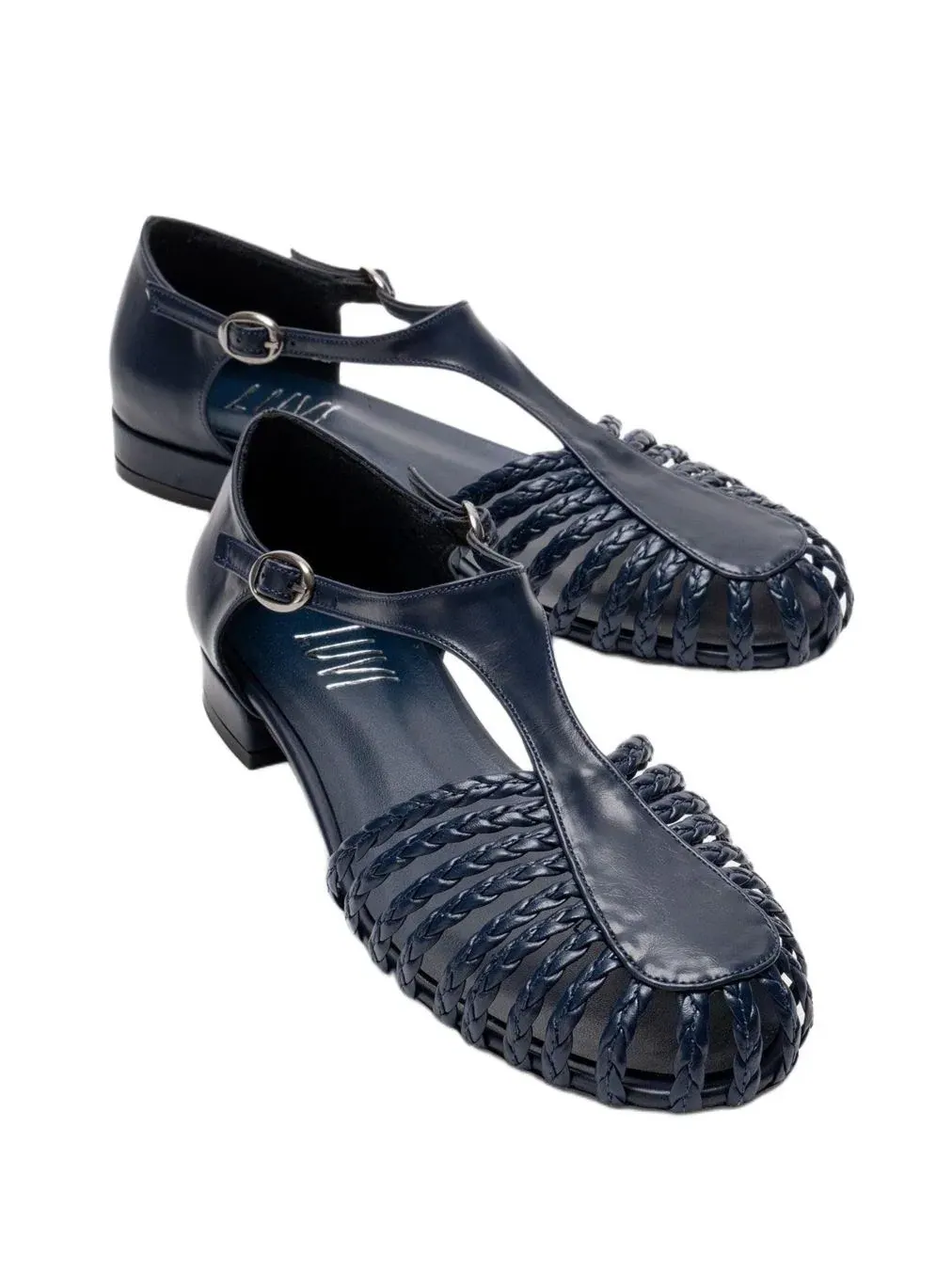 Женские сандалии Onos с плетеным Т-образным ремешком Prologue Shoes — изображение 2 из 6, темно-синий