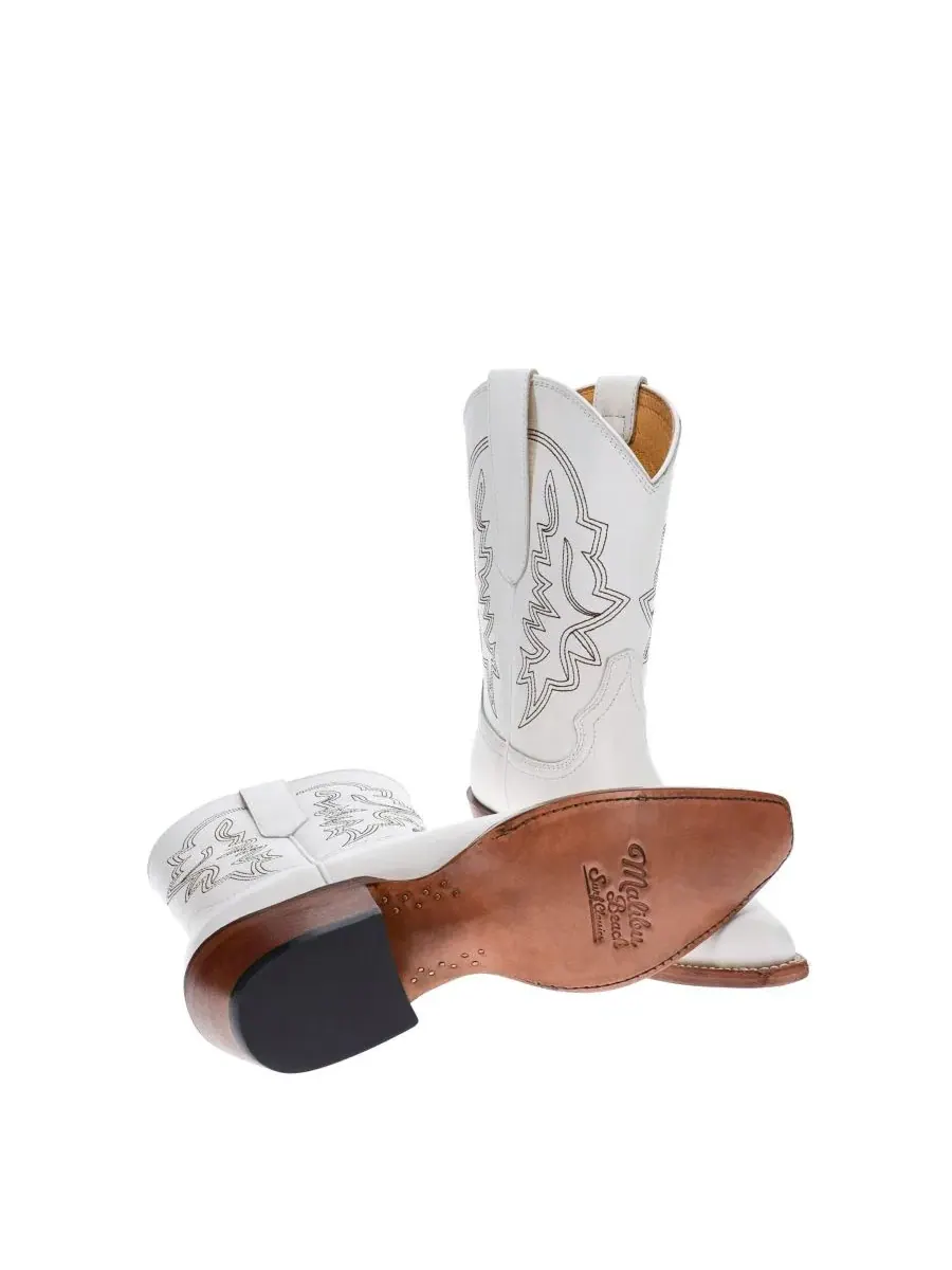 Женские кожаные сапоги Malibu Beach Premium Western Leather Boots Michelle Malibu Beach Surf — изображение 4 из 5, белый