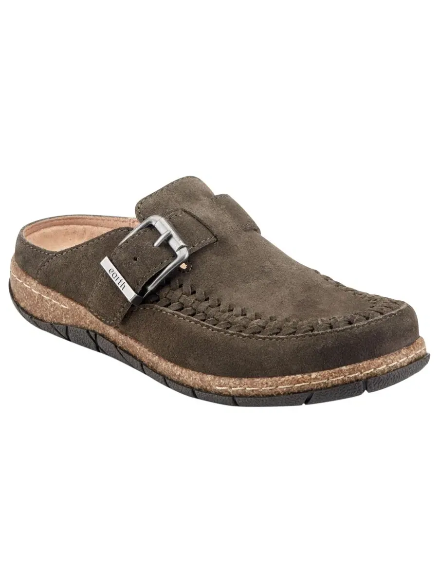 Мюли-клоги из замши Eileen Woven Suede Footbed Clogs Earth