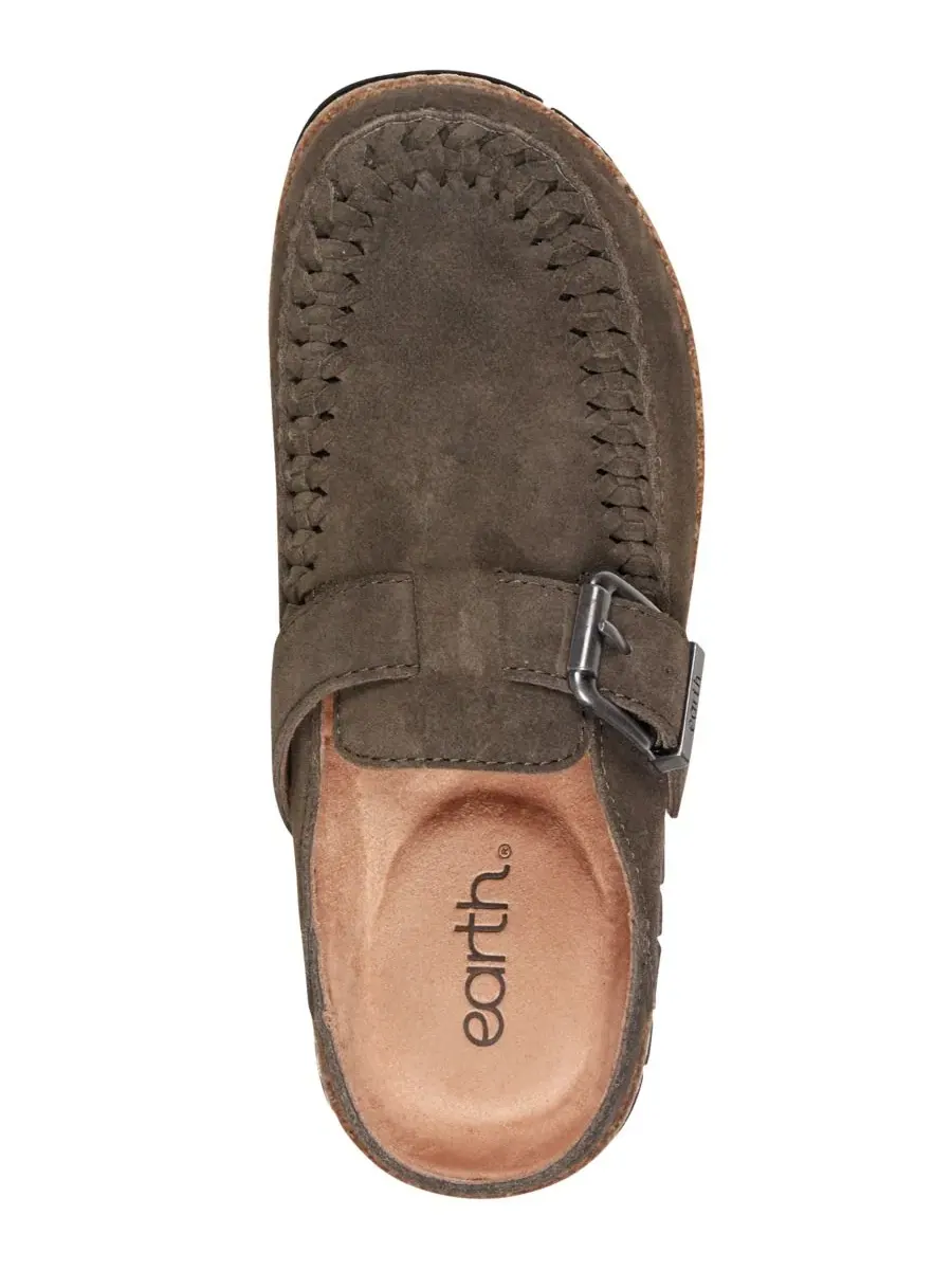 Мюли-клоги из замши Eileen Woven Suede Footbed Clogs Earth — изображение 4 из 5, темный зеленый
