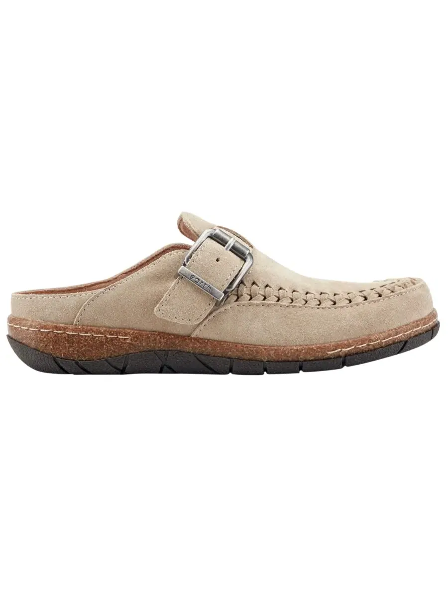 Женские мюли-сабо с плетеным декором и пряжкой Earth Eileen, Light Taupe Suede — изображение 2 из 5