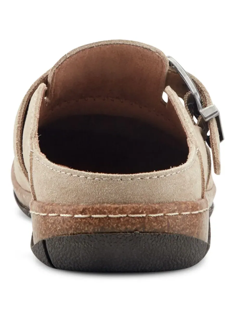 Женские мюли-сабо с плетеным декором и пряжкой Earth Eileen, Light Taupe Suede — изображение 3 из 5