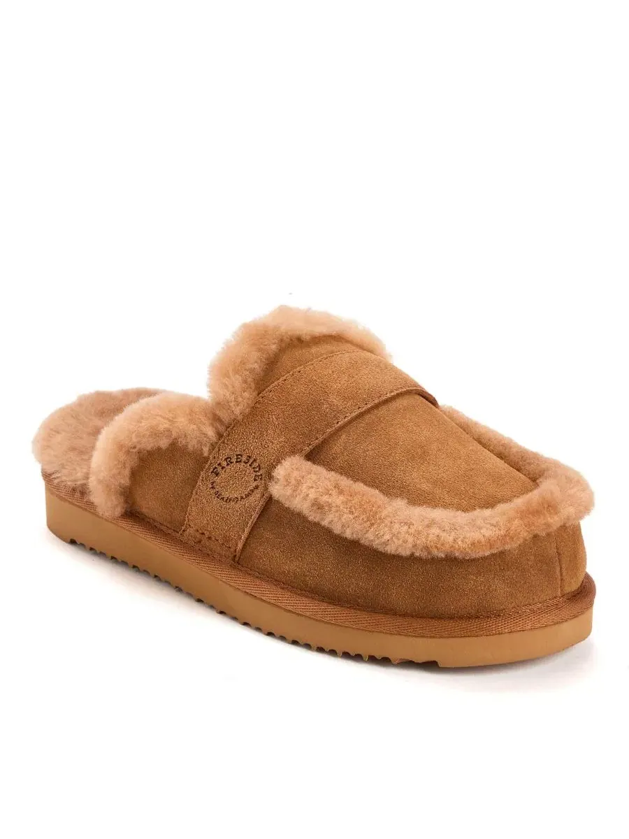 Тапочки-слипперы с подкладкой из овчины Fireside Richmond Dearfoams — коричневый