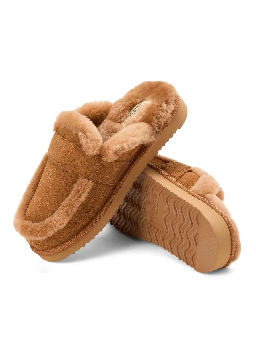 Тапочки-слипперы с подкладкой из овчины Fireside Richmond Dearfoams — изображение 3 из 5, орех