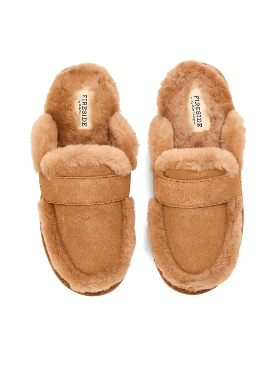 Тапочки-слипперы с подкладкой из овчины Fireside Richmond Dearfoams — изображение 4 из 5, орех