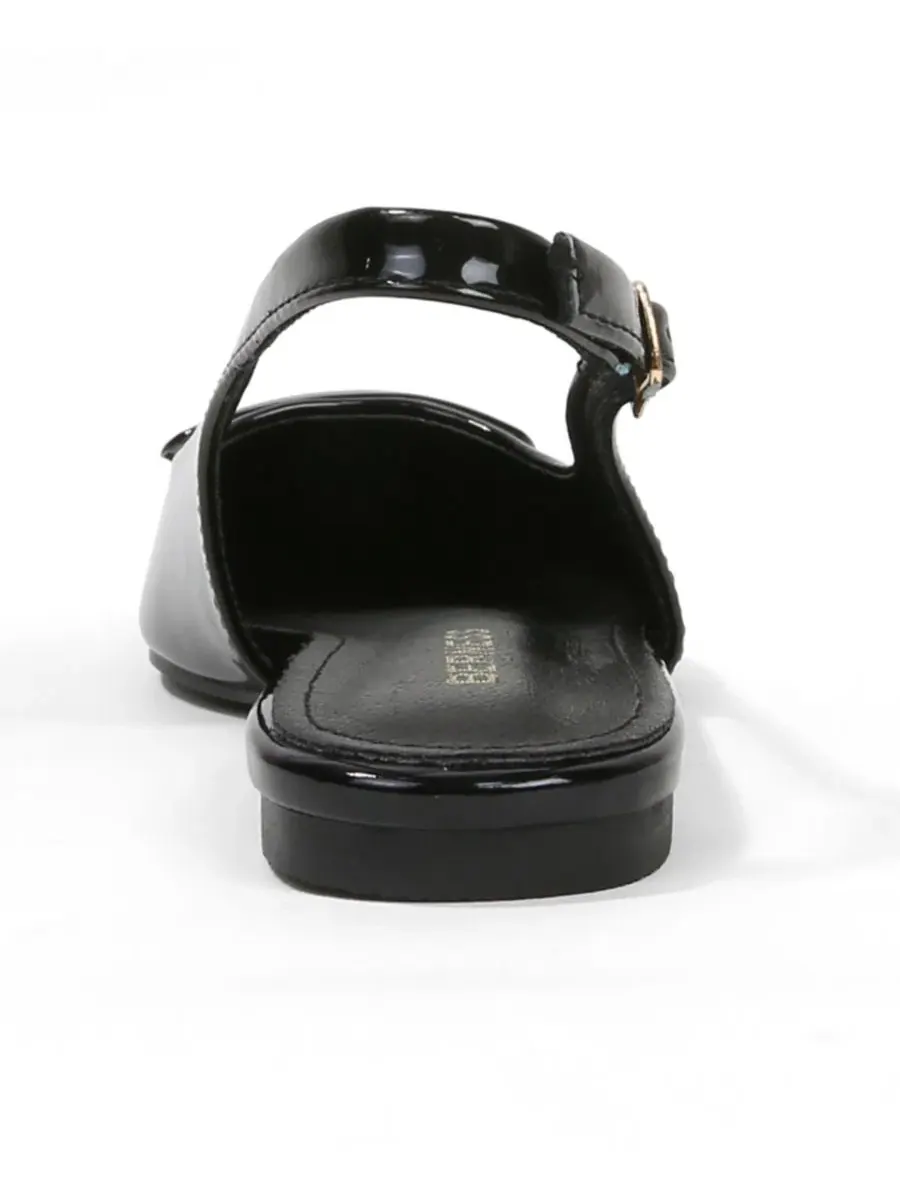 Туфли-лодочки Blanca Patent Slingback Flats с геометричным акцентом BERNESS — изображение 3 из 5, черный