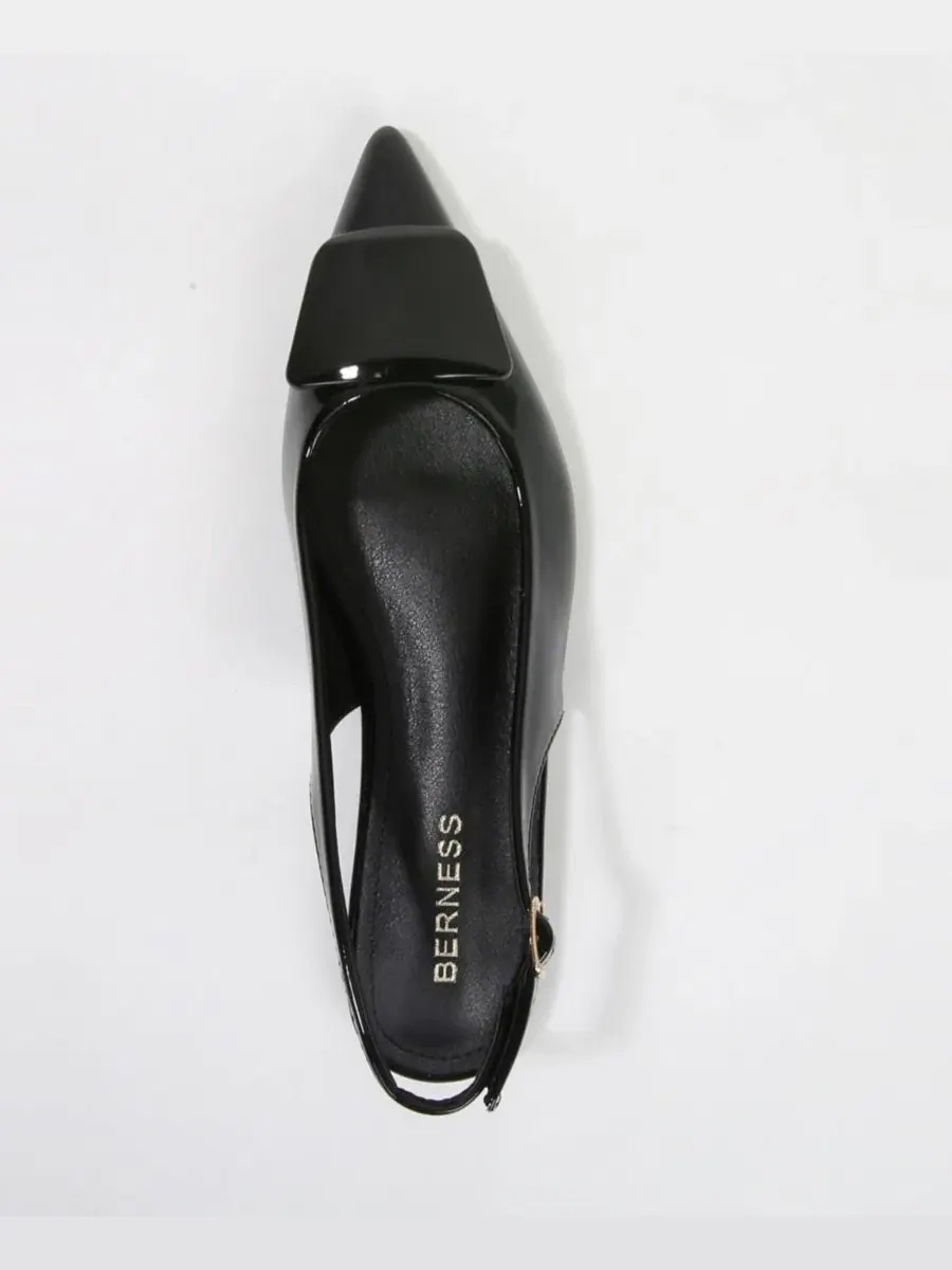 Туфли-лодочки Blanca Patent Slingback Flats с геометричным акцентом BERNESS — изображение 4 из 5, черный