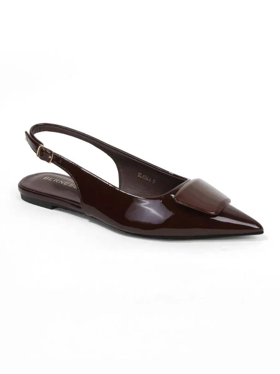 Женские туфли-лодочки Blanca Patent Slingback Flats с геометрическим акцентом BERNESS — коричневый