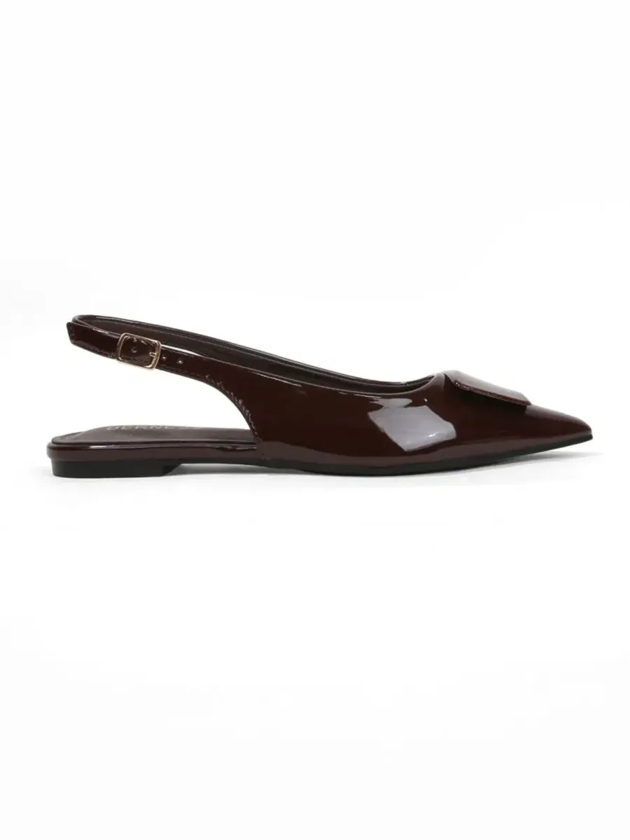 Женские туфли-лодочки Blanca Patent Slingback Flats с геометрическим акцентом BERNESS — изображение 2 из 5, коричневый