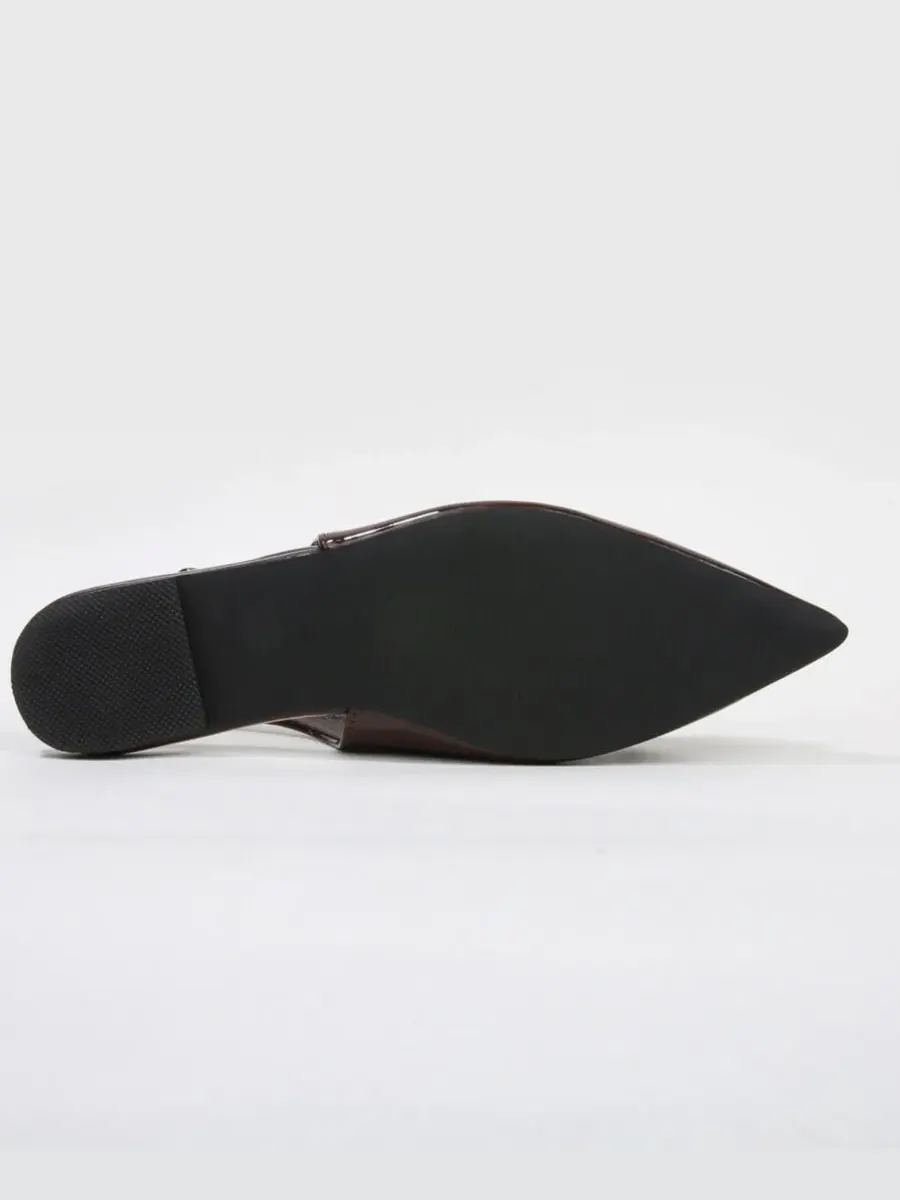 Женские туфли-лодочки Blanca Patent Slingback Flats с геометрическим акцентом BERNESS — изображение 5 из 5, коричневый