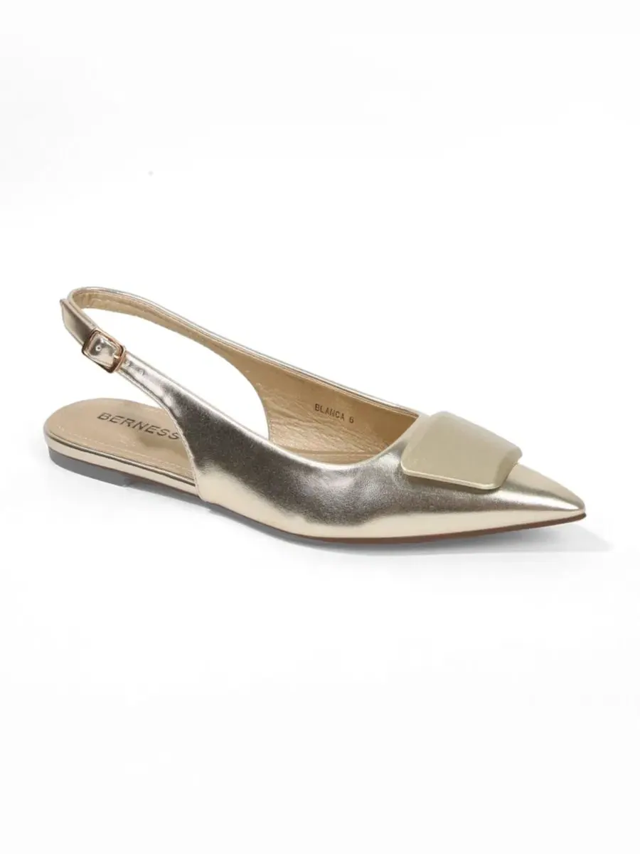 Туфли-лодочки с геометричным акцентом Blanca Patent Slingback Flats BERNESS — изображение 1 из 5, золото