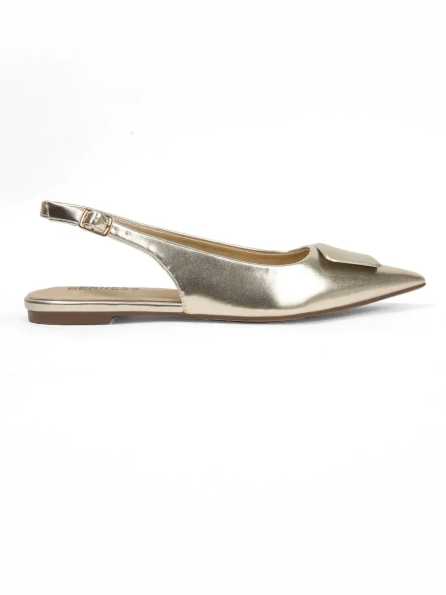 Туфли-лодочки с геометричным акцентом Blanca Patent Slingback Flats BERNESS — изображение 2 из 5, золото