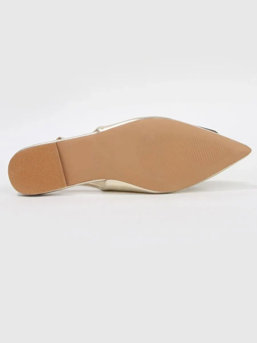 Туфли-лодочки с геометричным акцентом Blanca Patent Slingback Flats BERNESS — изображение 5 из 5, золото