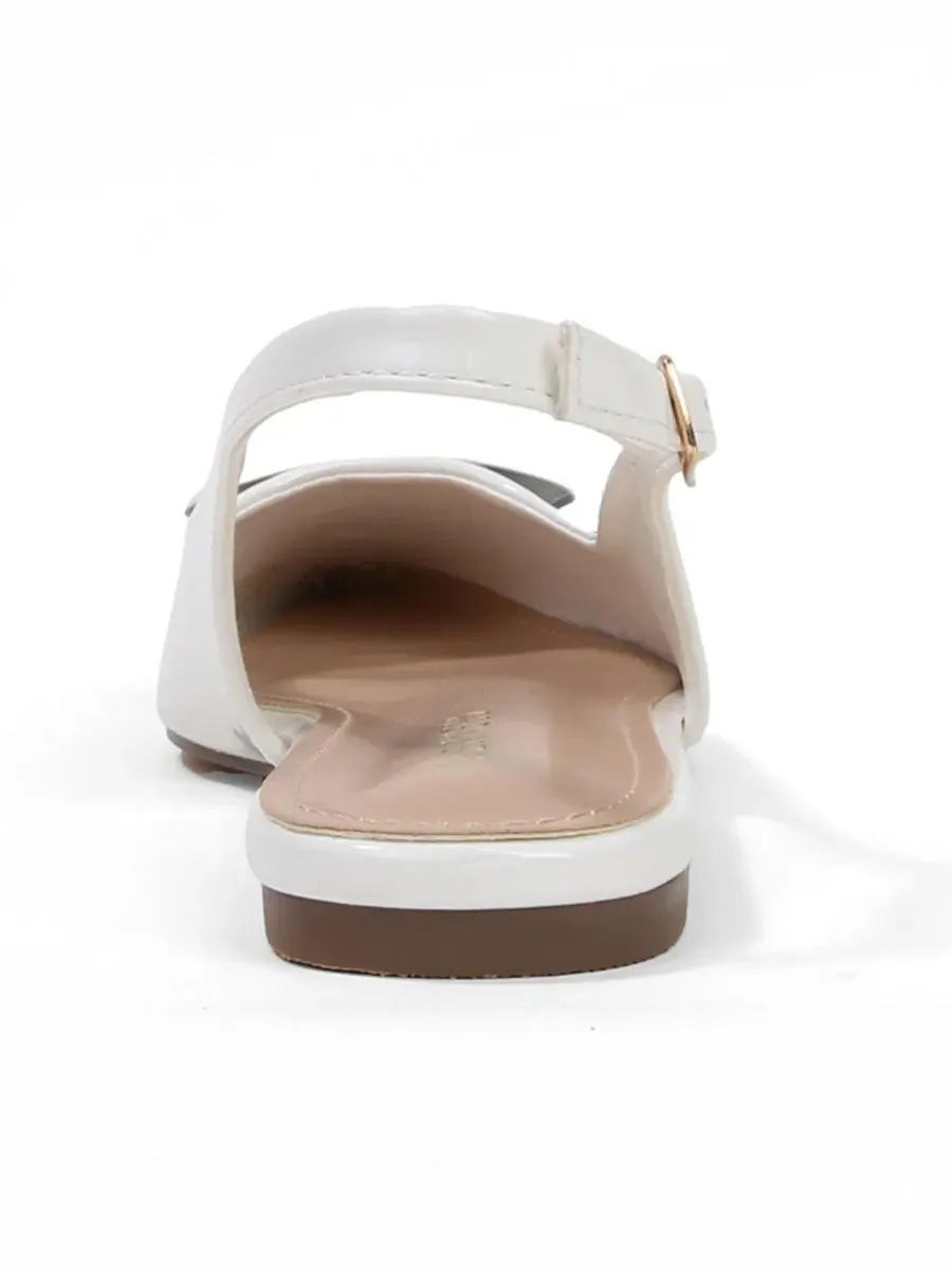 Туфли-лодочки Blanca Patent Slingback Flats с геометричным акцентом BERNESS — изображение 3 из 5, белый
